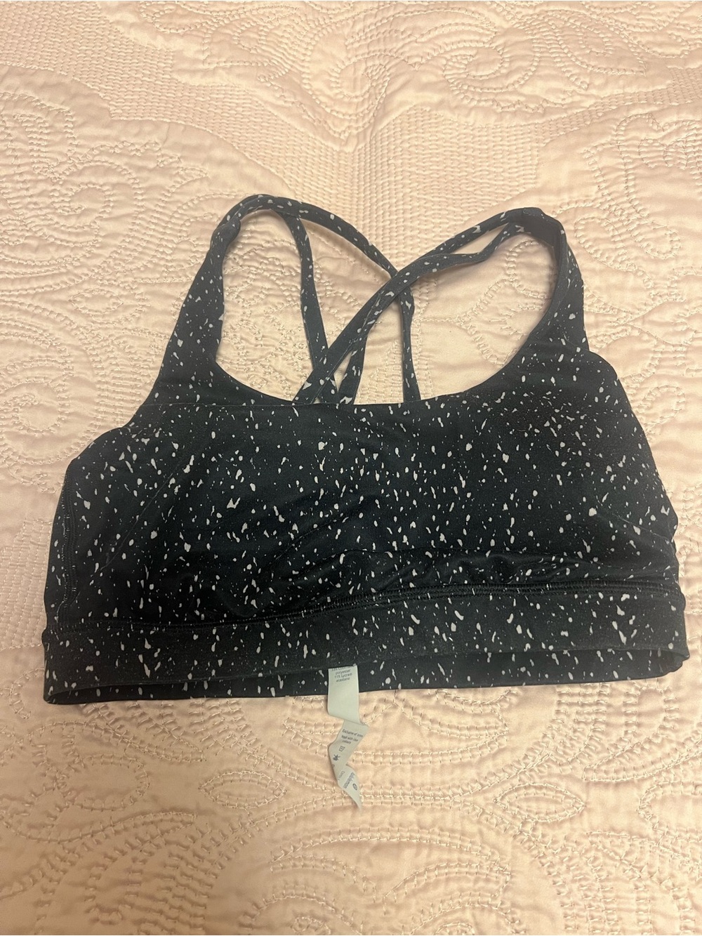 lululemon athletica Black with White Speckle Strappy Sports Bra